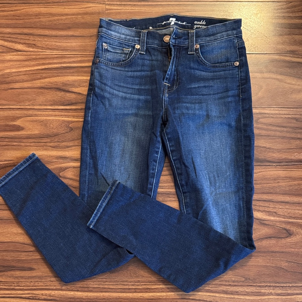 7 For All Mankind Dark Blue Ankle Jeans